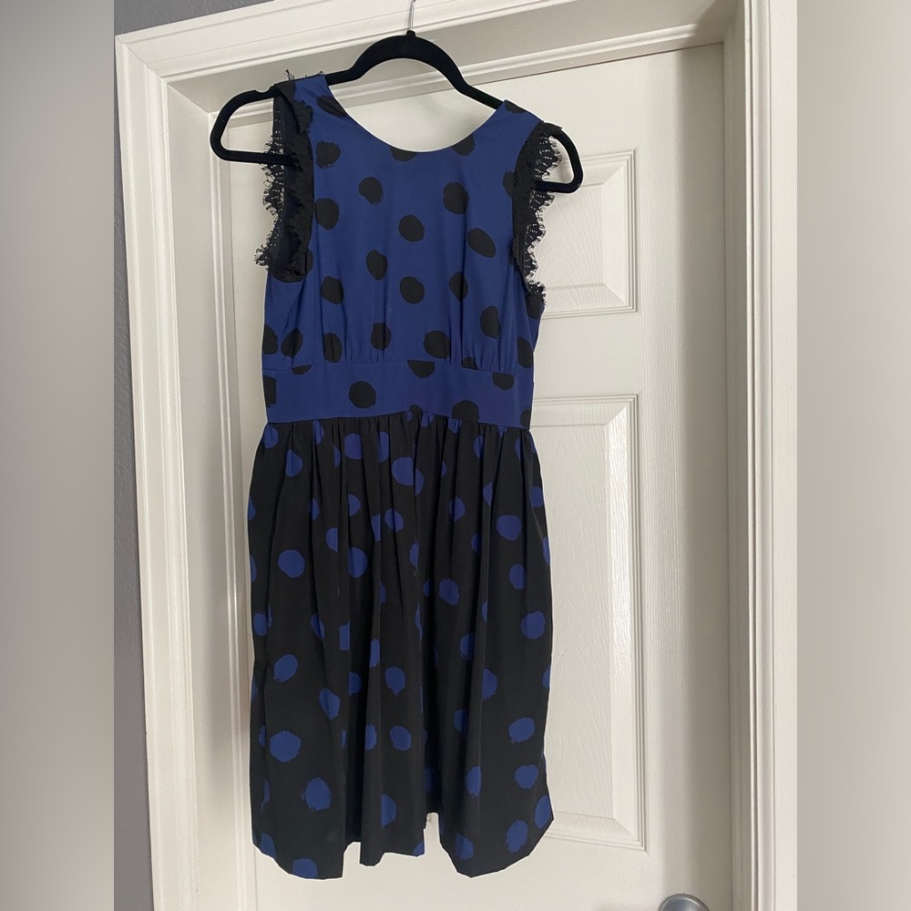 Anthropologie Dress Corey Lynn Calter Black and Blue Polka dot dress